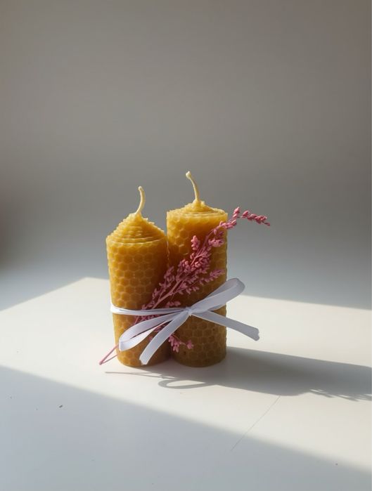 Набір натуральних свічок з бджолиної вощини | ручна робота | подарунок