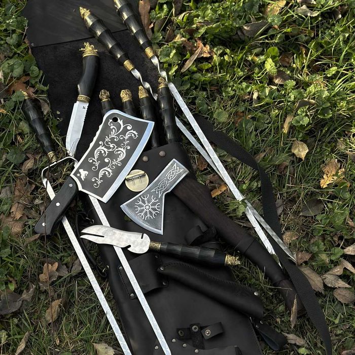 Набір шампурів ШЕРИФ BS34 Подарочный набор шампуров в кожаном чехле