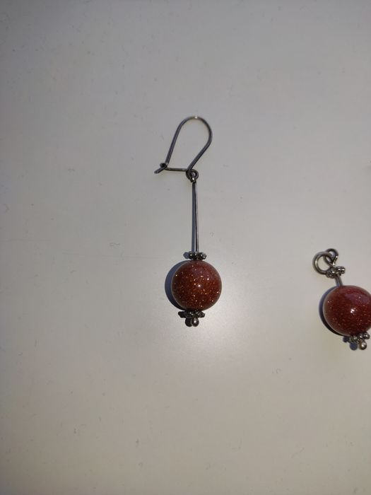 Czekoladowe kuleczki z Brokatem komplet kolczyki i zawieszka