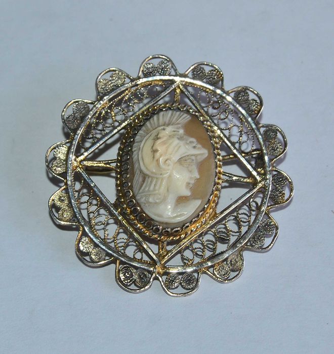 Anfinete Camafeu Antigo Em Prata