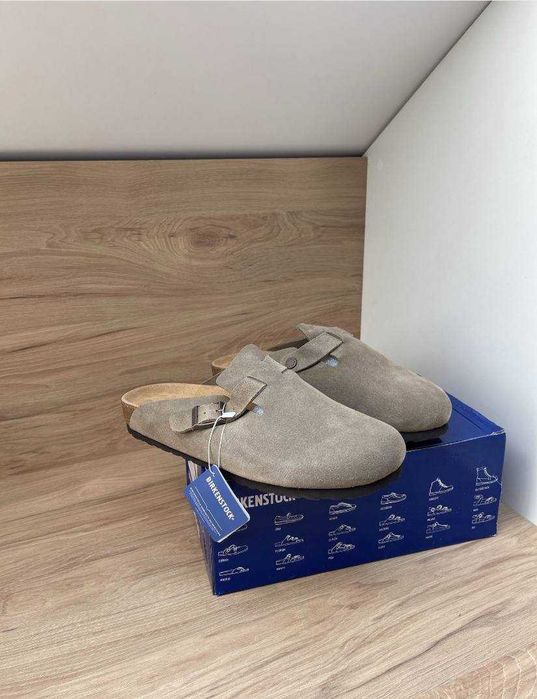 Тапки Birkenstock Boston Beige dark-beige біркеншток бостон унісекс