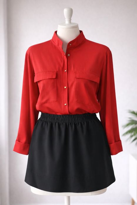 Zestaw elegancki - bluzka czerwona + spódnica r.M