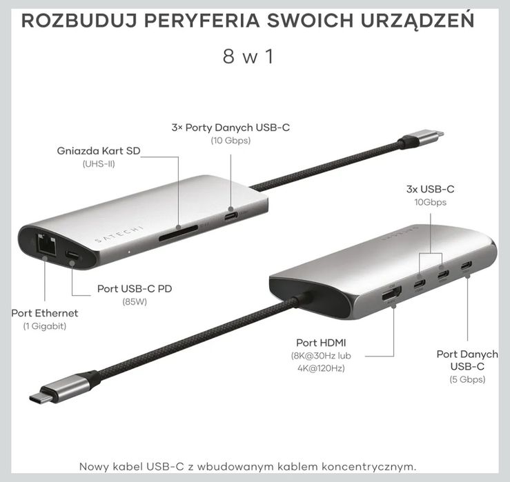 SATECHI Hub USB-C V3 8 w 1