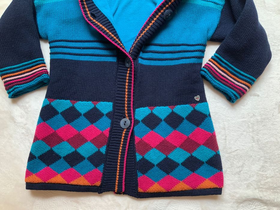 NOWY piękny gruby sweter płaszcz Catimini rozm 116/122