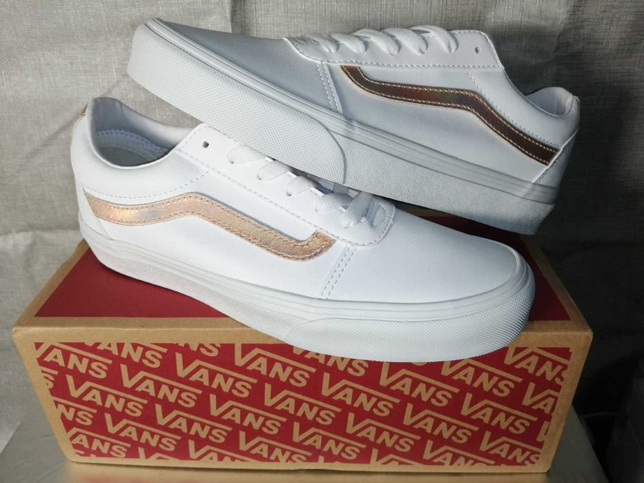 VANS WARD Nowe Buty Damskie Trampki 40 Skóra Oryginalne Białe