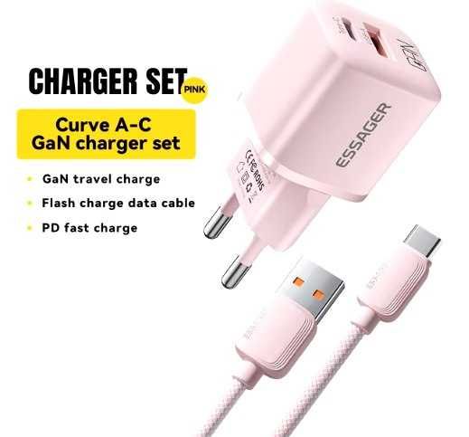 Комплект зарядного пристрою GaN 20W + USB кабель Type-C 7A Essager