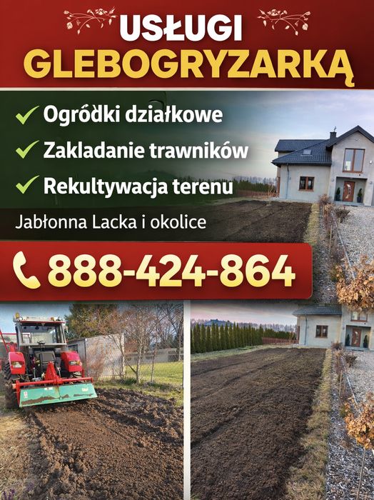 Usługi glebogryzarką, usuwanie trawników, rekultywacja terenu