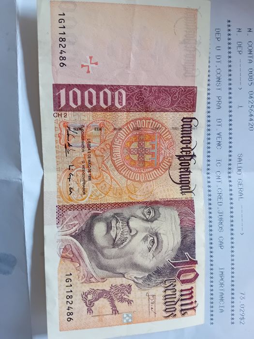 Nota portugal 10000 escudo bela condicao numismatica 10 mil escudos