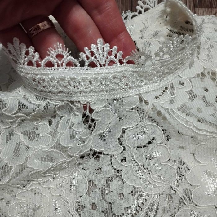 Женская святкова кружевная блузка ажурная блуза гипюровая цвет айвори