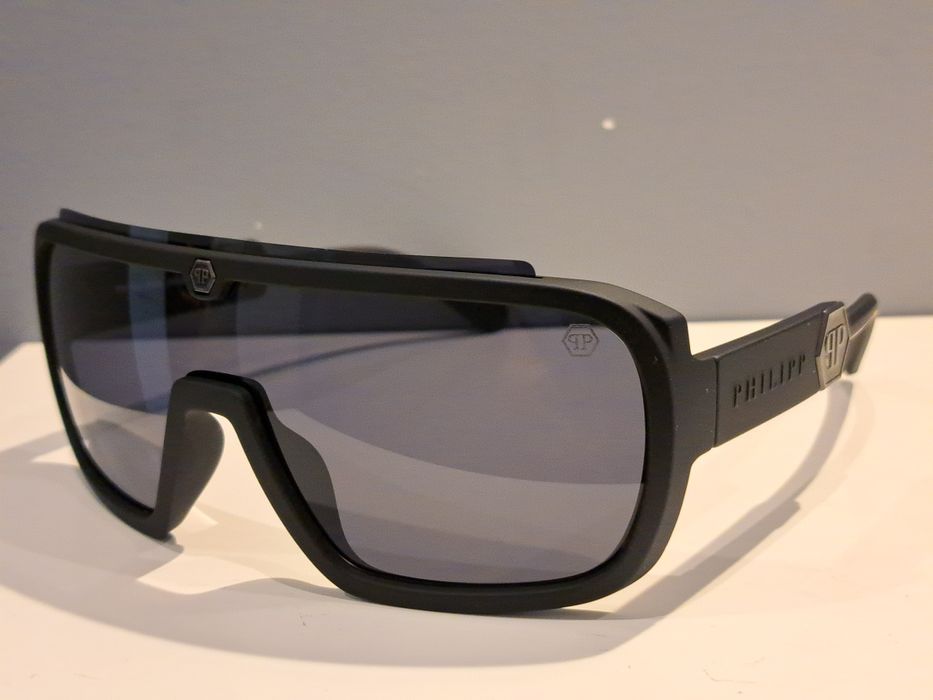 PHILIPP PLEIN czarne męskie nowe okulary przeciwsłoneczne sportowe filtr uv 400