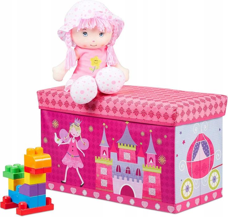 Pojemnik na zabawki i pufa dla dzieci