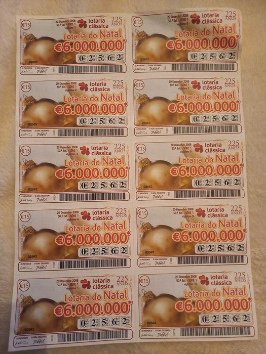 Folha lotaria de natal 2008