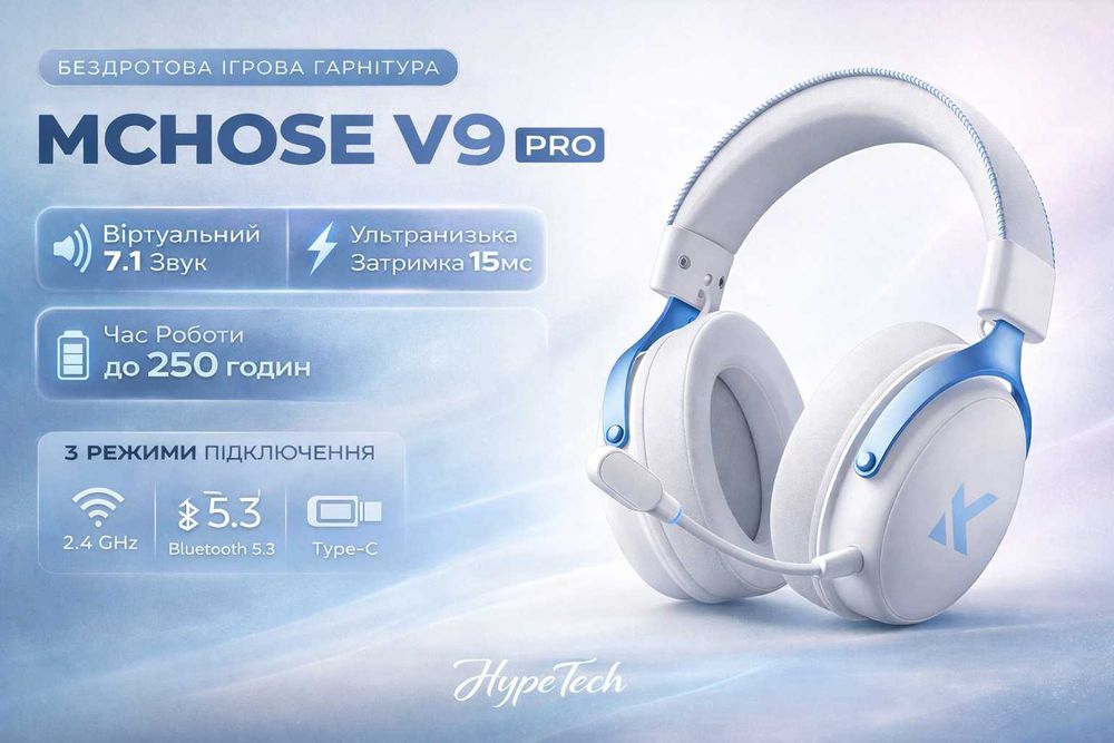 ‼️Mchose V9 Pro Sky White беспроводные игровые наушники‼️Гарантия‼️