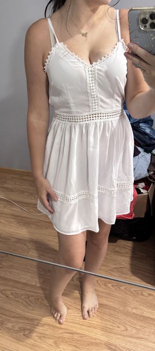 Biała sukienka boho NA -KD S NOWA z metką Koronka