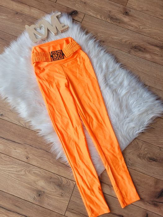 Leginsy La diva Lycra pomarańcz klamra polski producnt