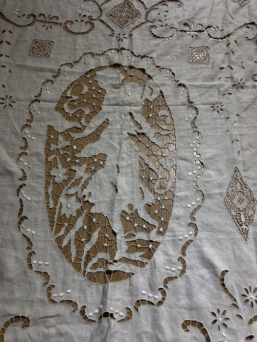 UNIKAT! Antyczna portiera / zasłona secesyjna Richelieu 280x160 cm, mosiądz