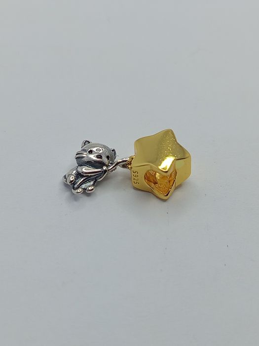 Nowy charms kotek z gwiazdką - srebro 925