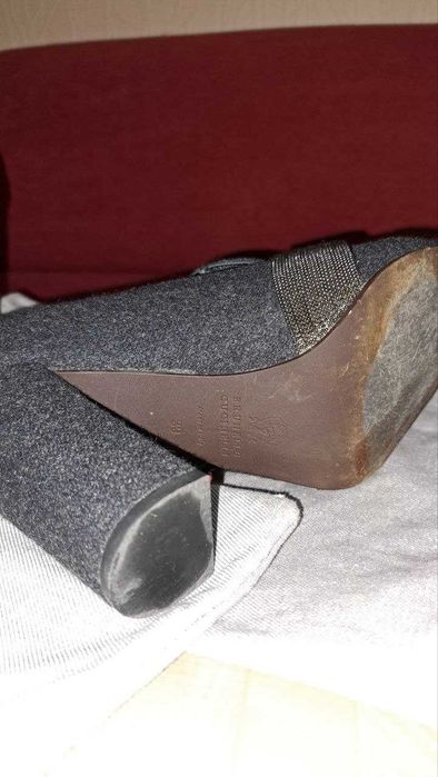 Туфлі жіночі Brunello Cucinelli сірі фетрові з ланцюжком, розмір 39