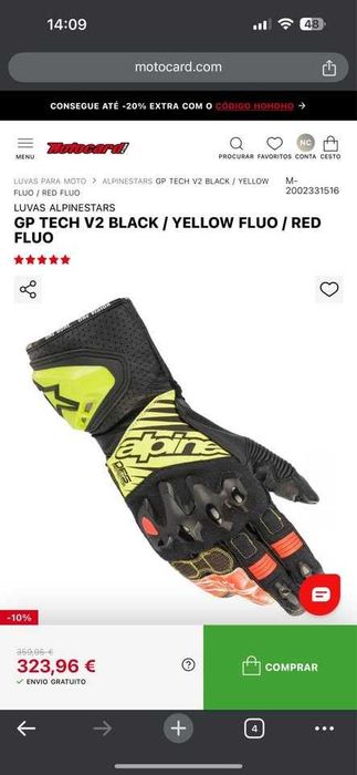 Luvas Alpinestars GP Tech V2 — usadas 1 vez | 175 €