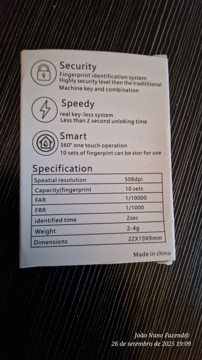 Módulo segurança biométrica