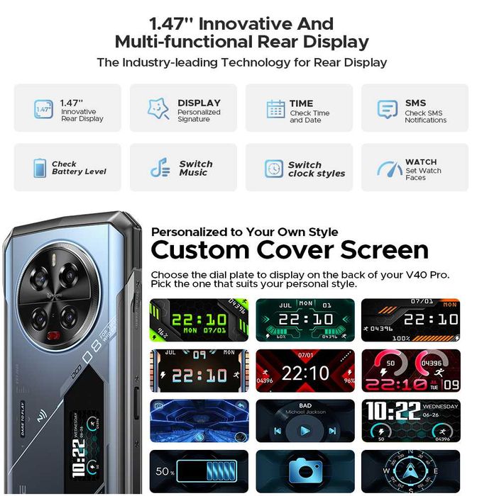 DOOGEE V40 Pro 36/512Gb, 200/20NV/8/8/32Mp, Dimensity 7300, 8680мАч