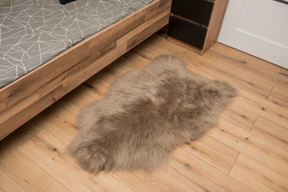 Skóra Owcza Naturalna Długa Wełna TAUPE