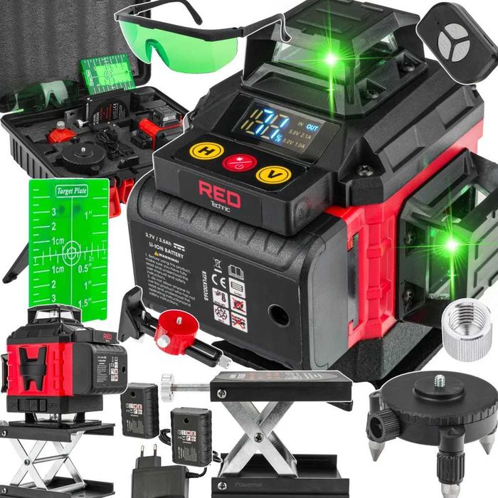 Poziomica LASEROWA Laser KRZYŻOWY 4D 360 zielony