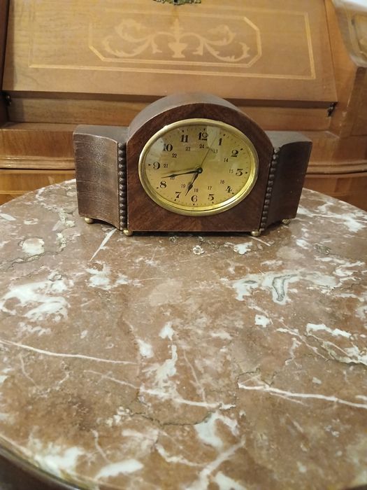 Piękny kolekcjonerski stary zegar kominkowy budzik