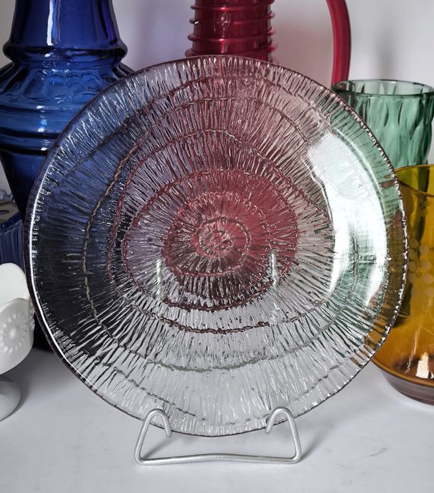 Talerz skamielina Ząbkowice piękne stare szkło