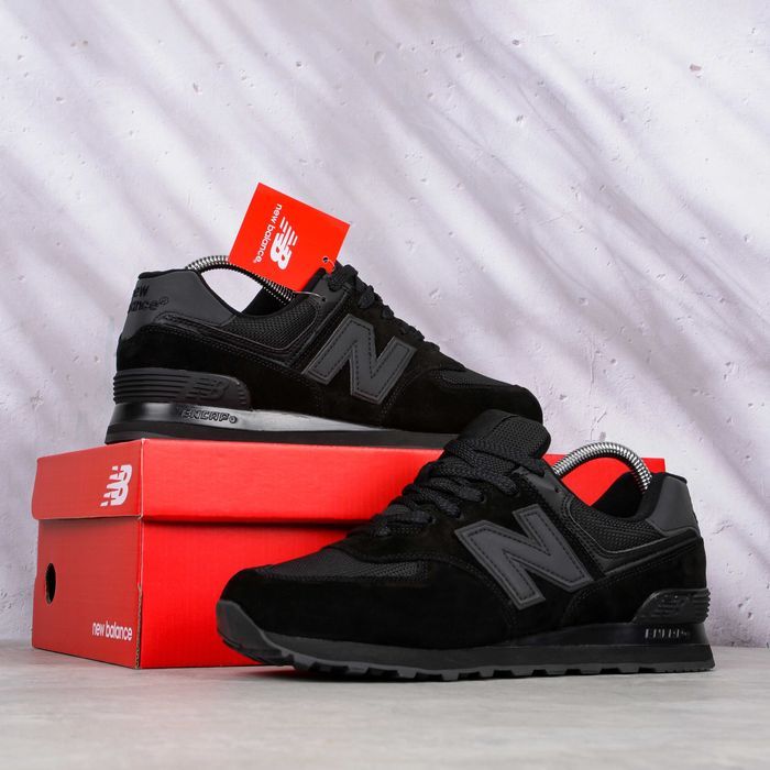 (1515) Кросівки рефлективні New Balance 574 повністю чорні (41-45)