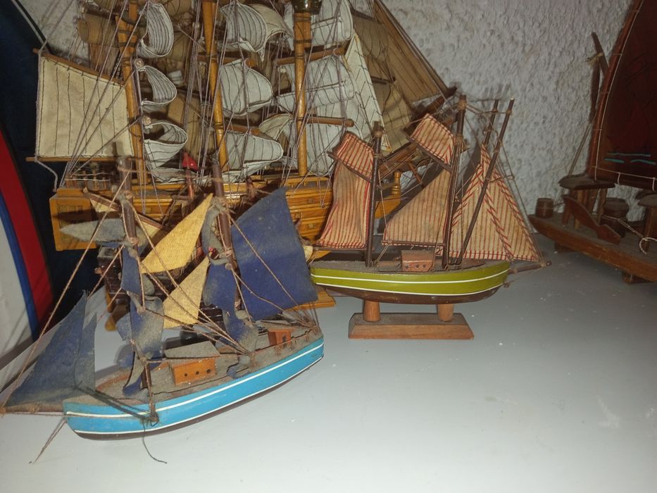 Coleção de barcos caravelas miniaturas etc
