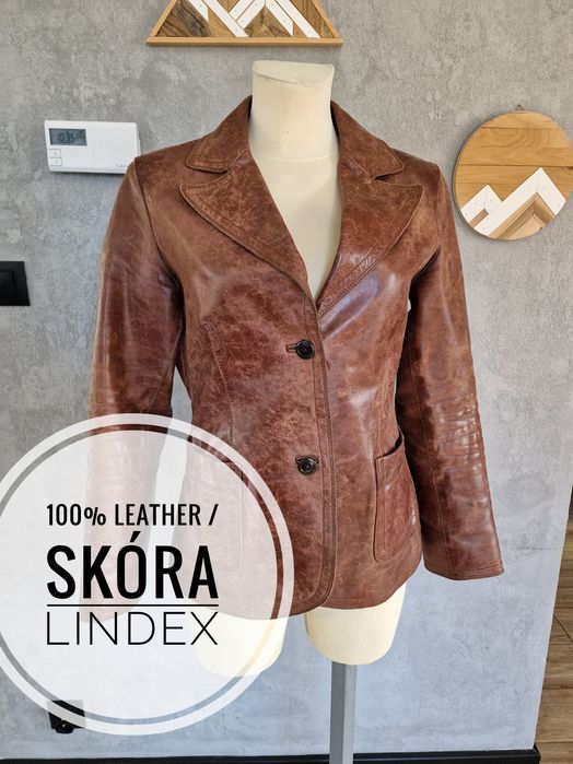 Skóra naturalna marynarka żakiet kurtka Lindex L 40