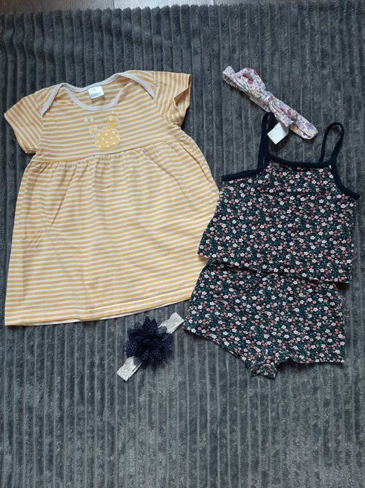 Sukienka i kombinezon letni dla dziewczynki 86