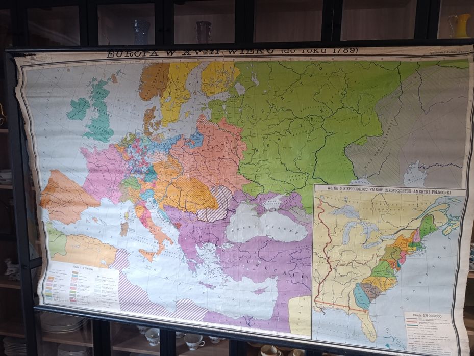 Stara mapa na płótnie Europa w XVIII wieku do roku 1789