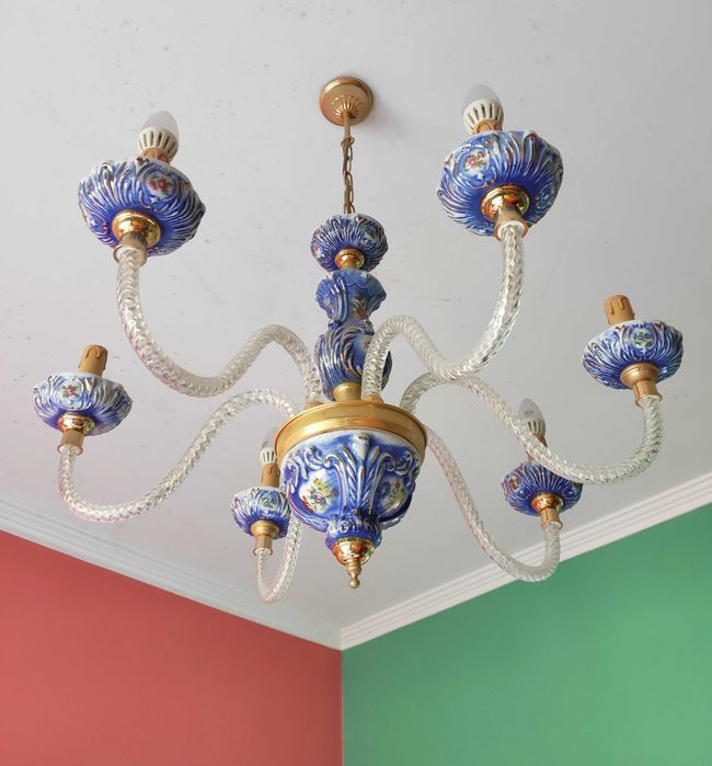 Candeeiros Antigos - conjunto azul e dourado