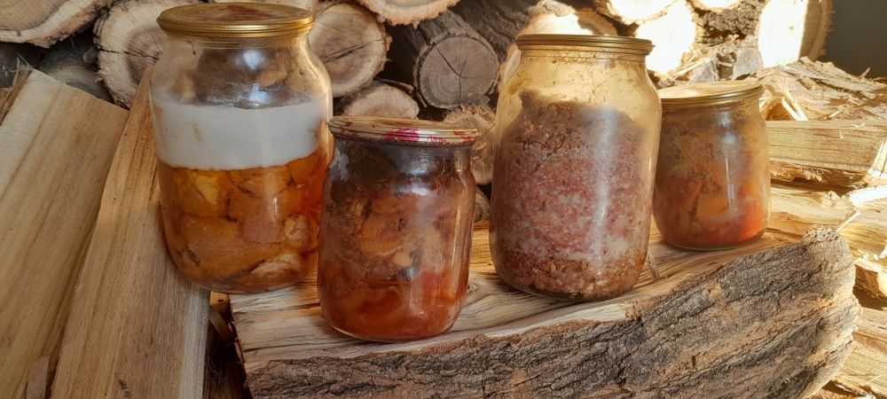 Тушонка, фасульки з м'ясом, паштет, рибка.