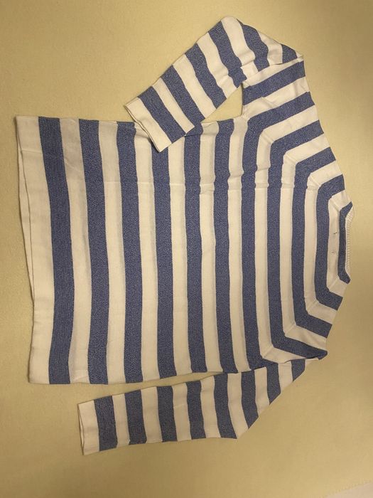 Malha algodão Zara Man, riscas azul/branco, Tam.M