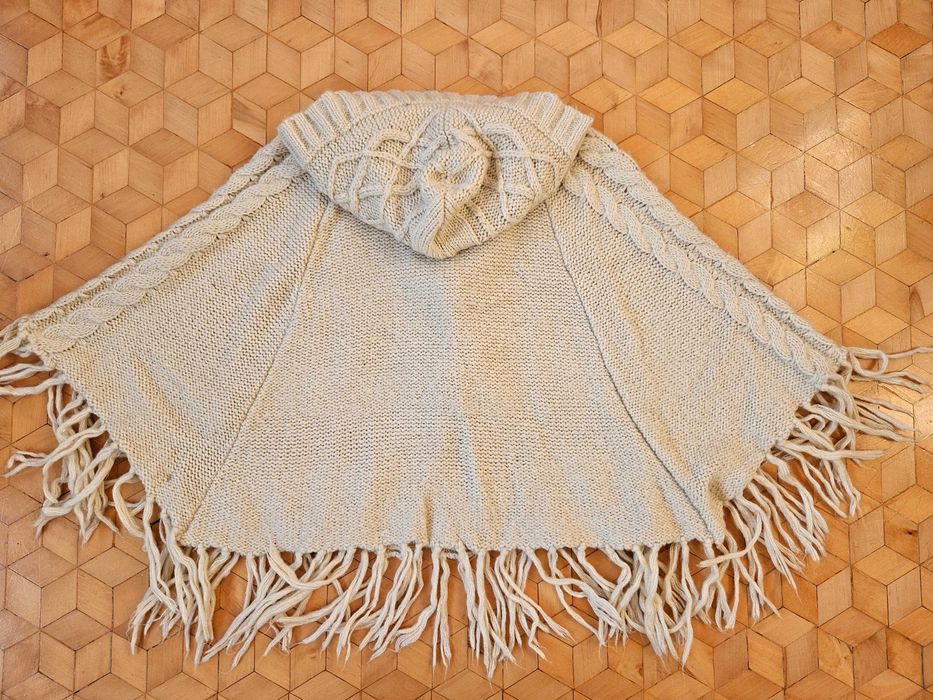 Poncho dziewczęce écru