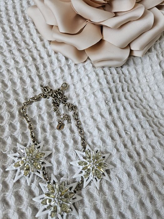 Naszyjnik srebrny biały Mango