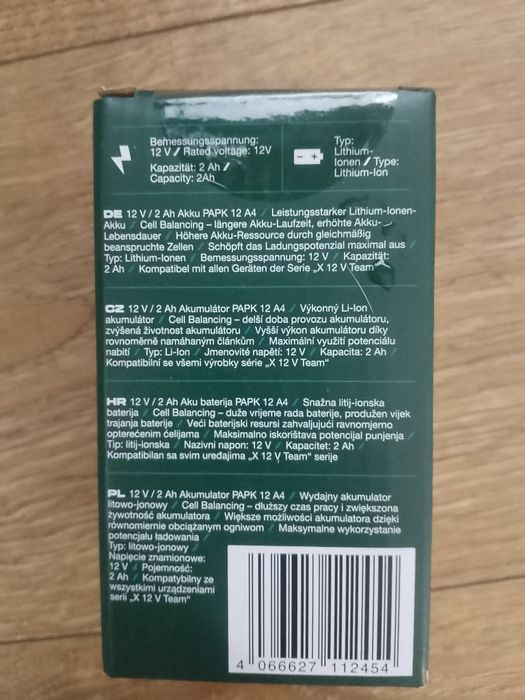 Bateria Parkside akumulator 12v 2ah