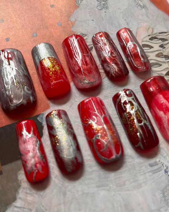 Handmade press on nails sigilism avantgarde