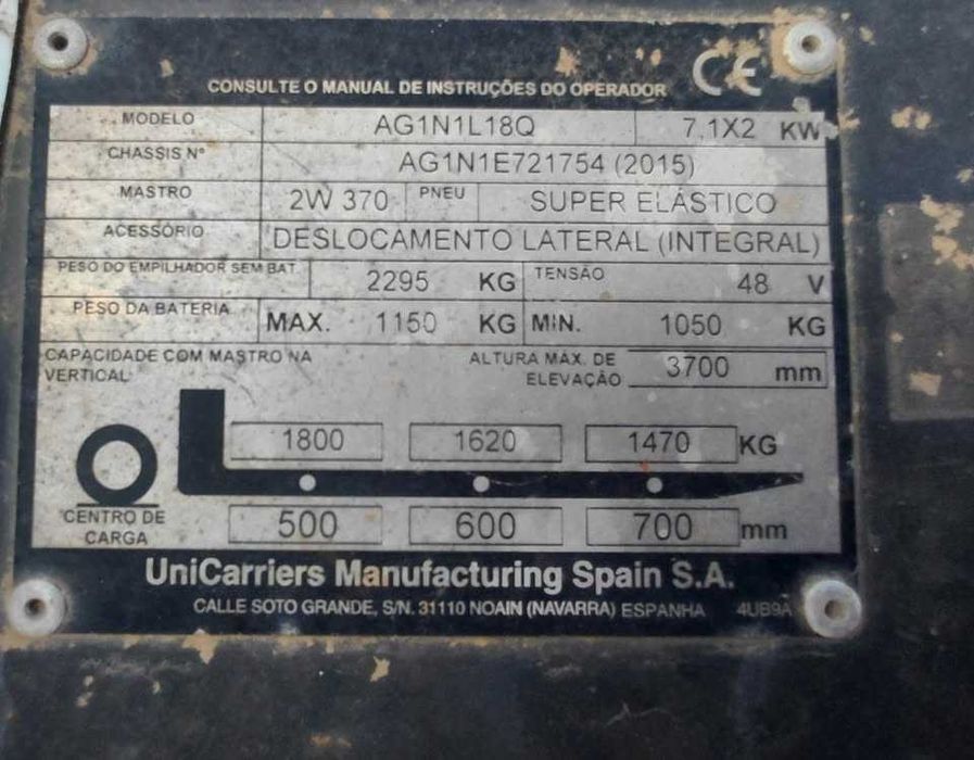 Empilhador Nissan Elétrico 1.8T