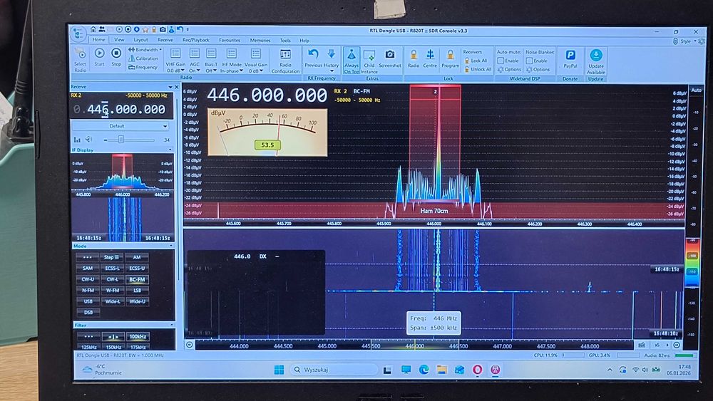SDR RTL Tuner USB skaner DVB-T szerokopasmowy