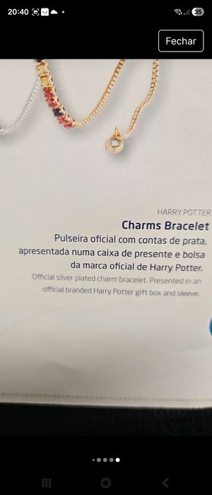 Pulseira harry potter em prata