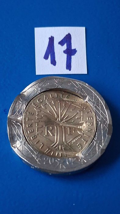 Francja 2 Euro Destrukt rok 2002 (drzewo na tle sześcioboku)