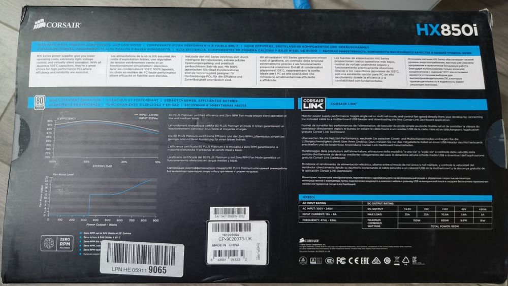 Блок живлення Corsair HX850i platinum (850w)