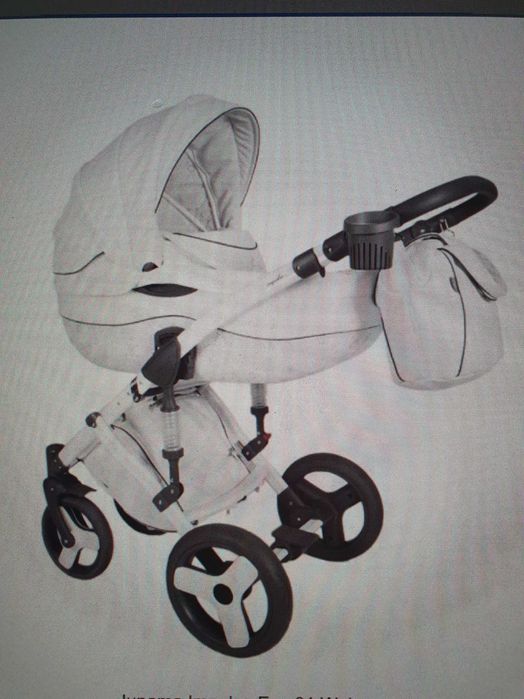 PROMOCJA! Wózek Junama biały eco skóra full wypos. NOWY 3w1 + GRATISY