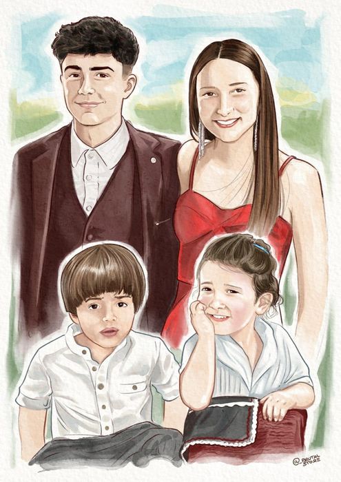 Caricatura ou retratos. Pintura digital.