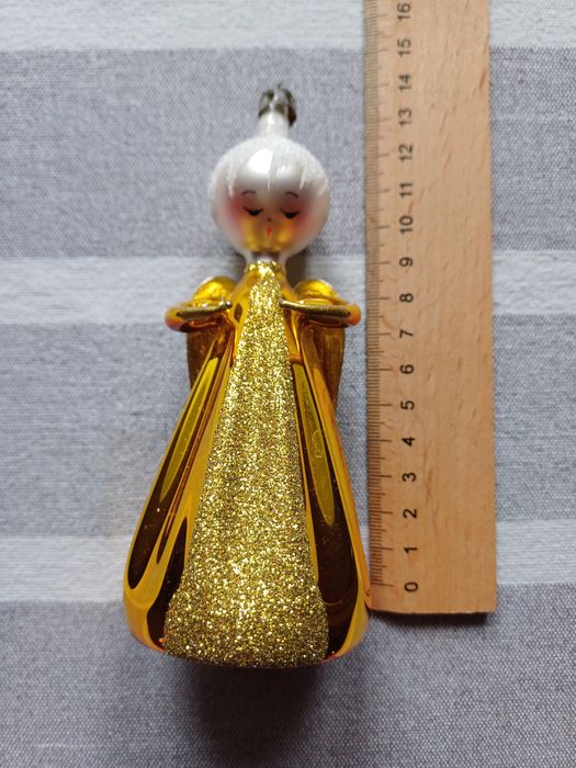 3x Stara Bombka Prl Szklana - dziecko z kula, aniolek, dzieci na sanka