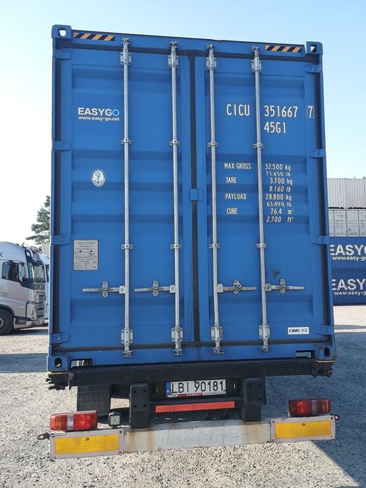 KONTENER MORSKI wysoki 40HC duzy 12 m Niebieski Magazynowy Morskie